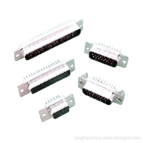 D-sub connector, high density PCB/straight stamped pin male/female through hole hex screw rivet